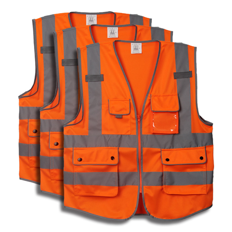 High Visibility Safety Jacket Front Safety Reflective Vest Workwear Construction Shirt