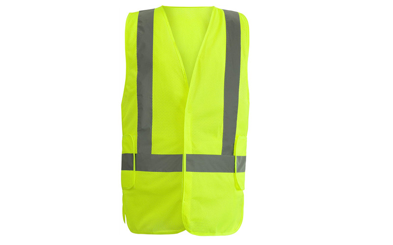 Breathable Mesh Yellow Safety Reflective Vest With Adjustable Side Straps