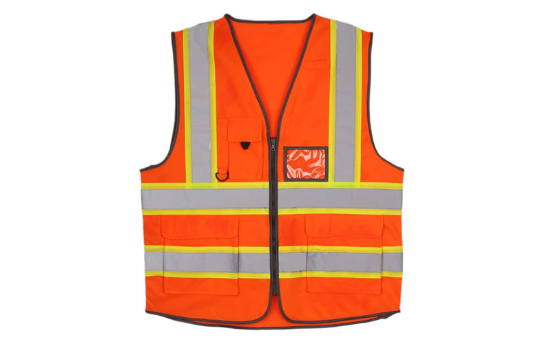 4 Pockets High Visibility Orange Safety Vest High Quality Working Uniform