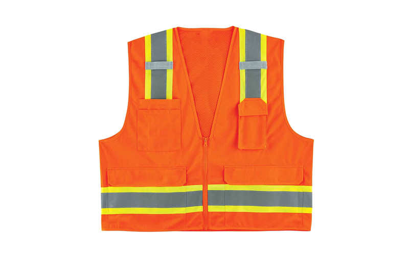 Safety Vest Reflective Orange Mesh With Multi Pockets