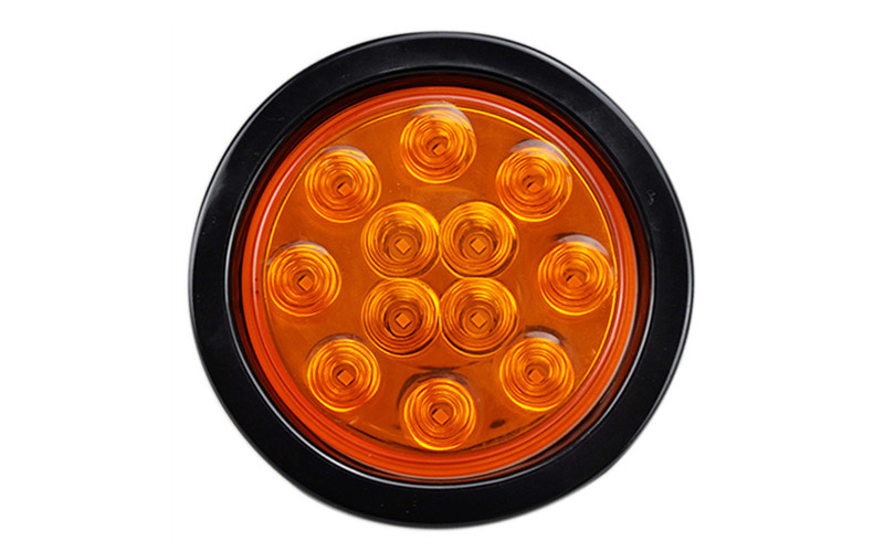 Amber 12 LED 4 Inch Round Truck Trailer Brake Stop Turn Tail Lights