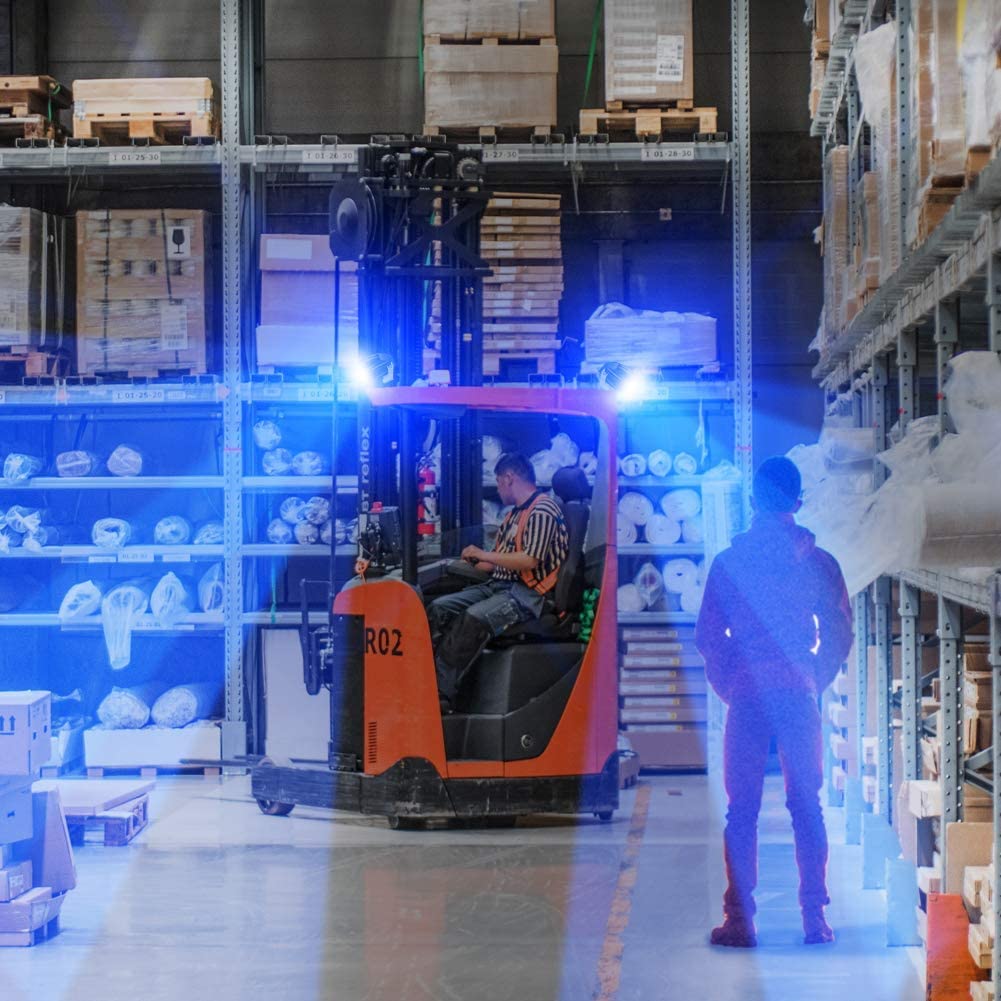 forklift blue spotlight