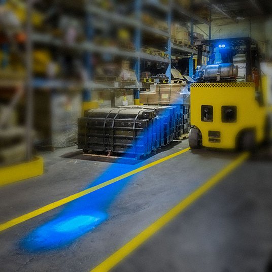 forklift blue spotlight