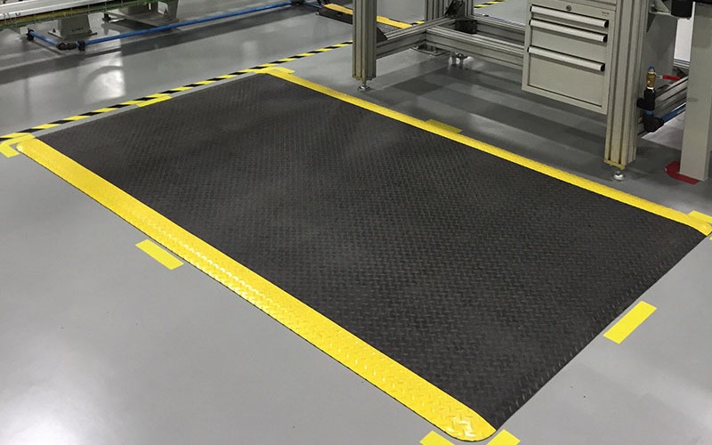 TOPTREE Industrial Black and Yellow Anti Fatigue Mats PVC Anti Slip Mats Warehouse Floor Mats