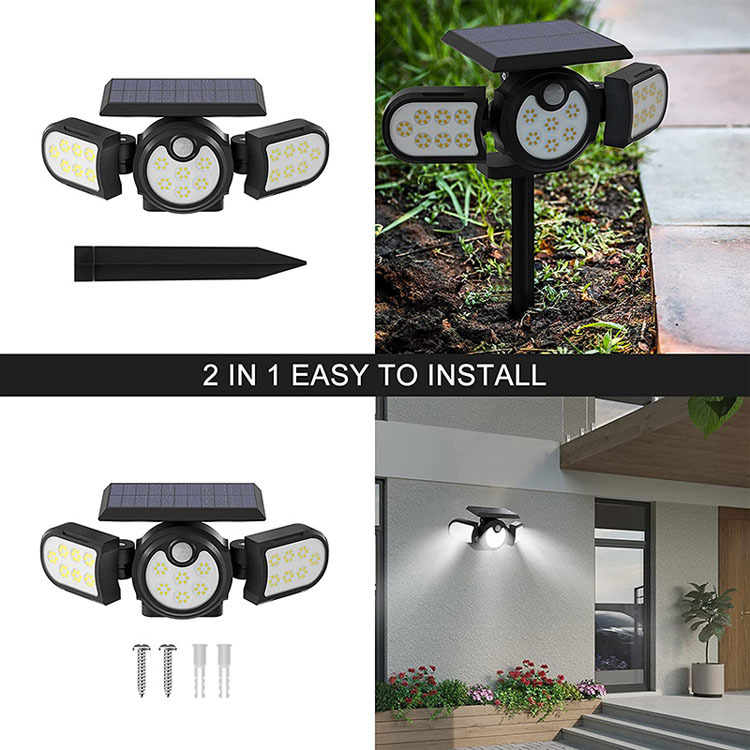 LED Security Lights Motion Sensor Light Solar Floodlight Wall Light for Entryway Yard Garage